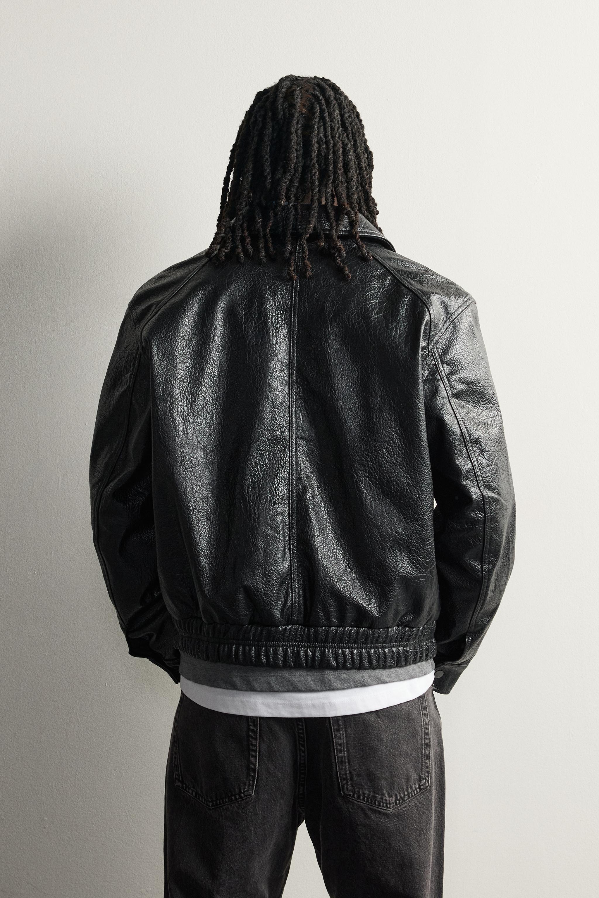 FAUX LEATHER RELAXED FIT JACKET
